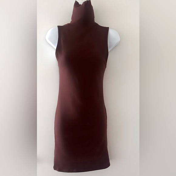 Zara Dresses & Skirts - NWOT Zara  Brown Turtleneck Sleeveless Dress Size Medium